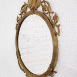 Miroir rond style médaillon en laiton