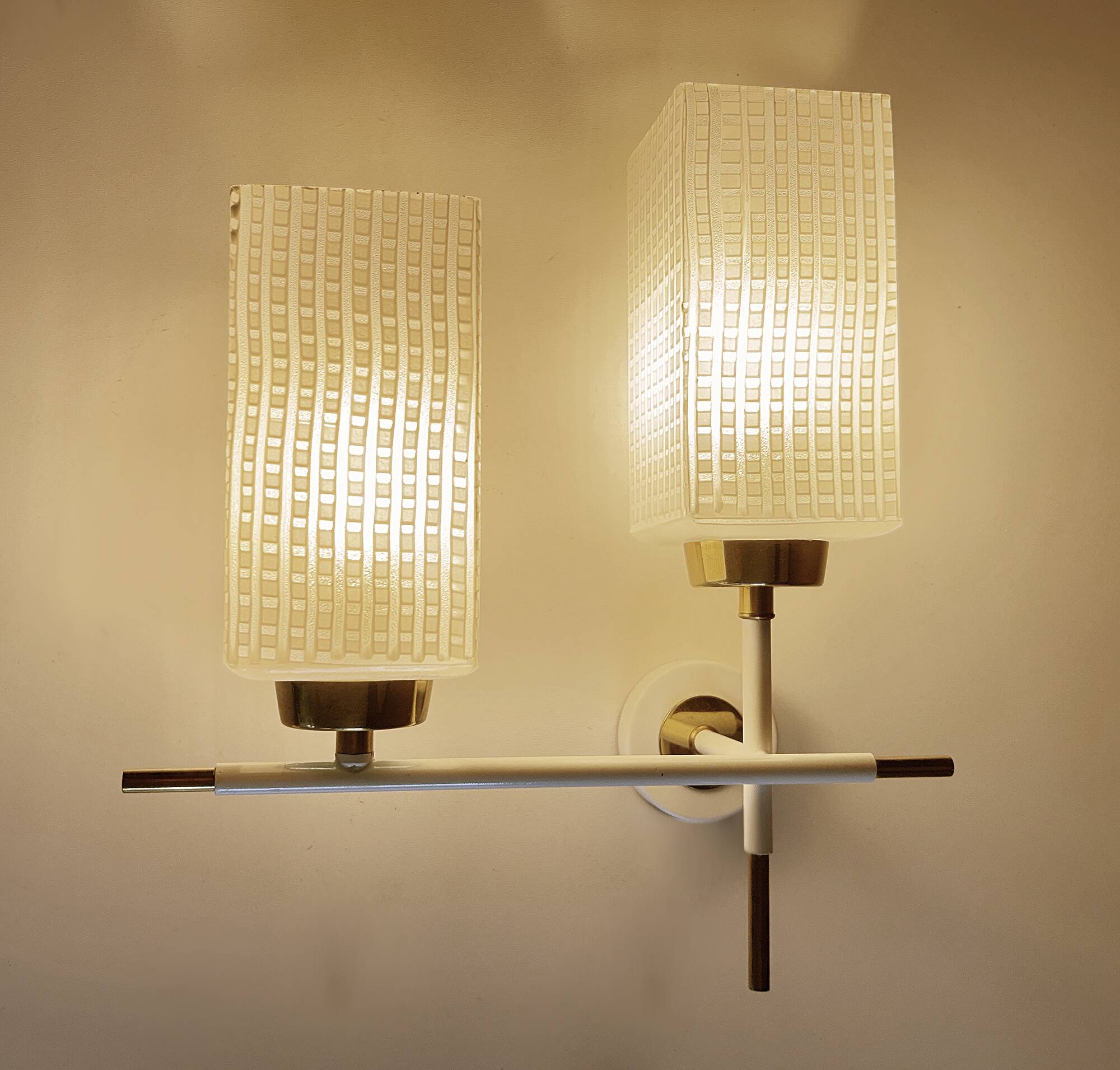 Pair of vintage architectural wall lights, 1960s