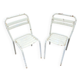 2 chairs Tolix T2 Xavier Pauchard French bistrot chairs Paris Garden terrace 50s