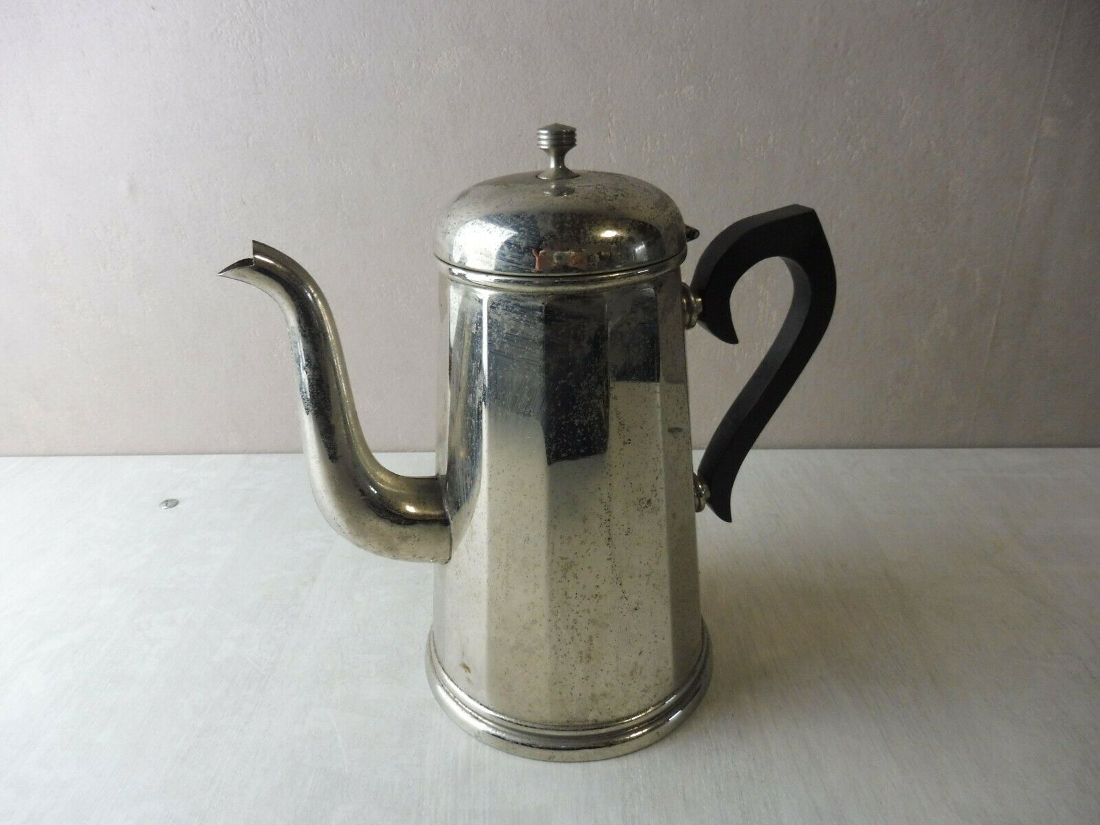 Old metal and wood pourer/coffee maker, vintage
