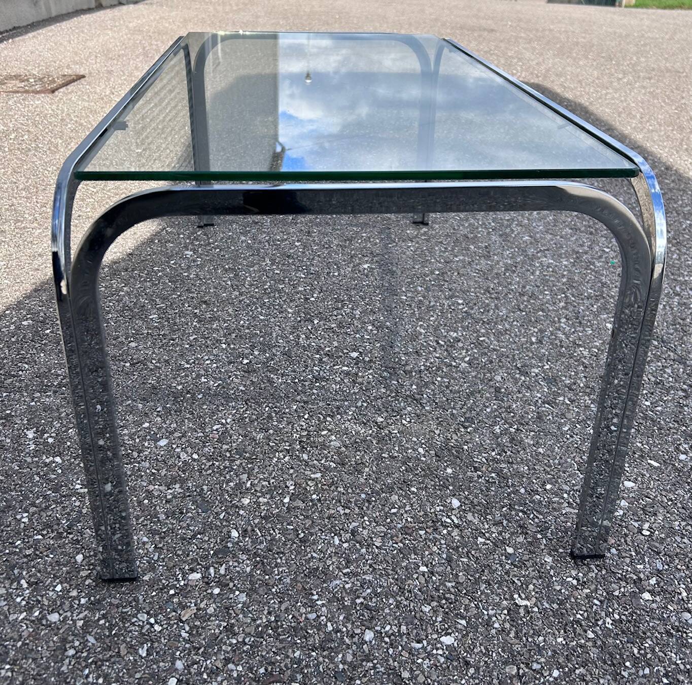 chrome and glass coffee table 1970