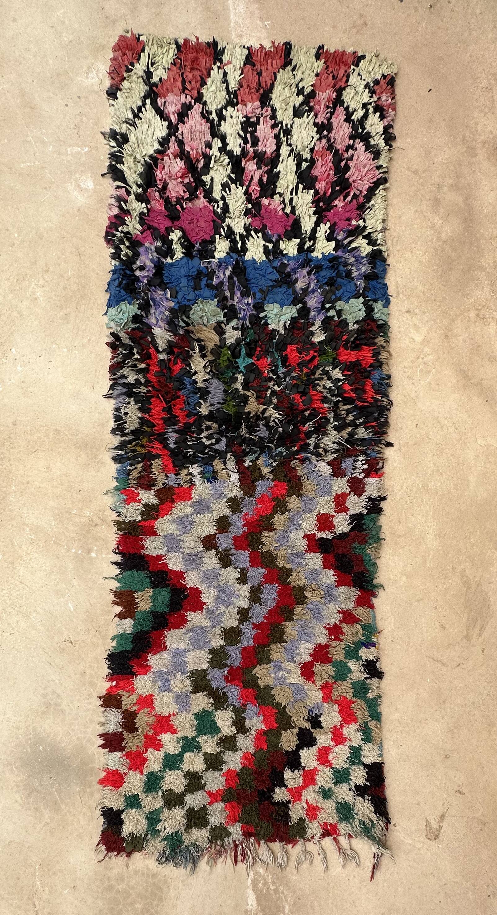 Colorful Boucherouite Berber rug - 64 x 196 cm