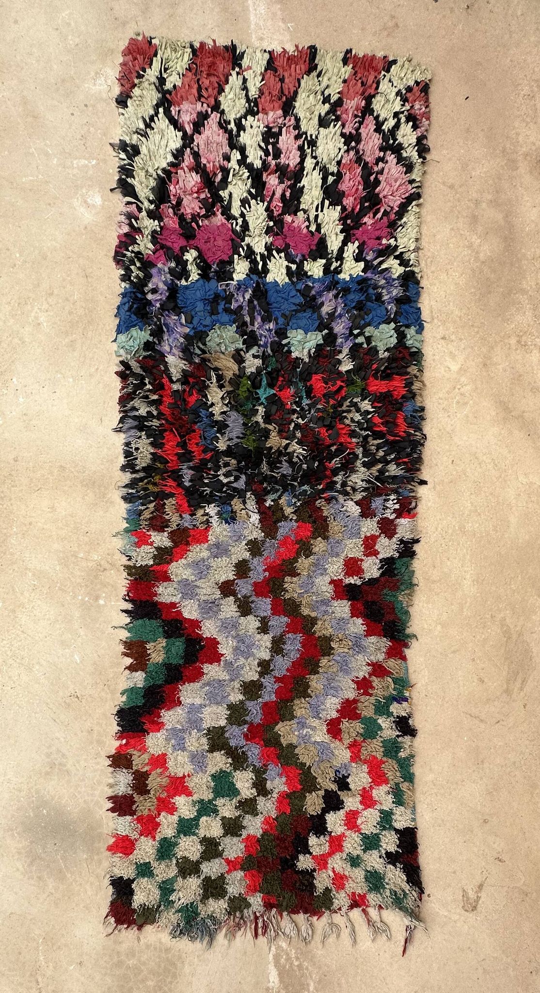 Tapis Berbère Boucherouite coloré - 64 x 196 cm