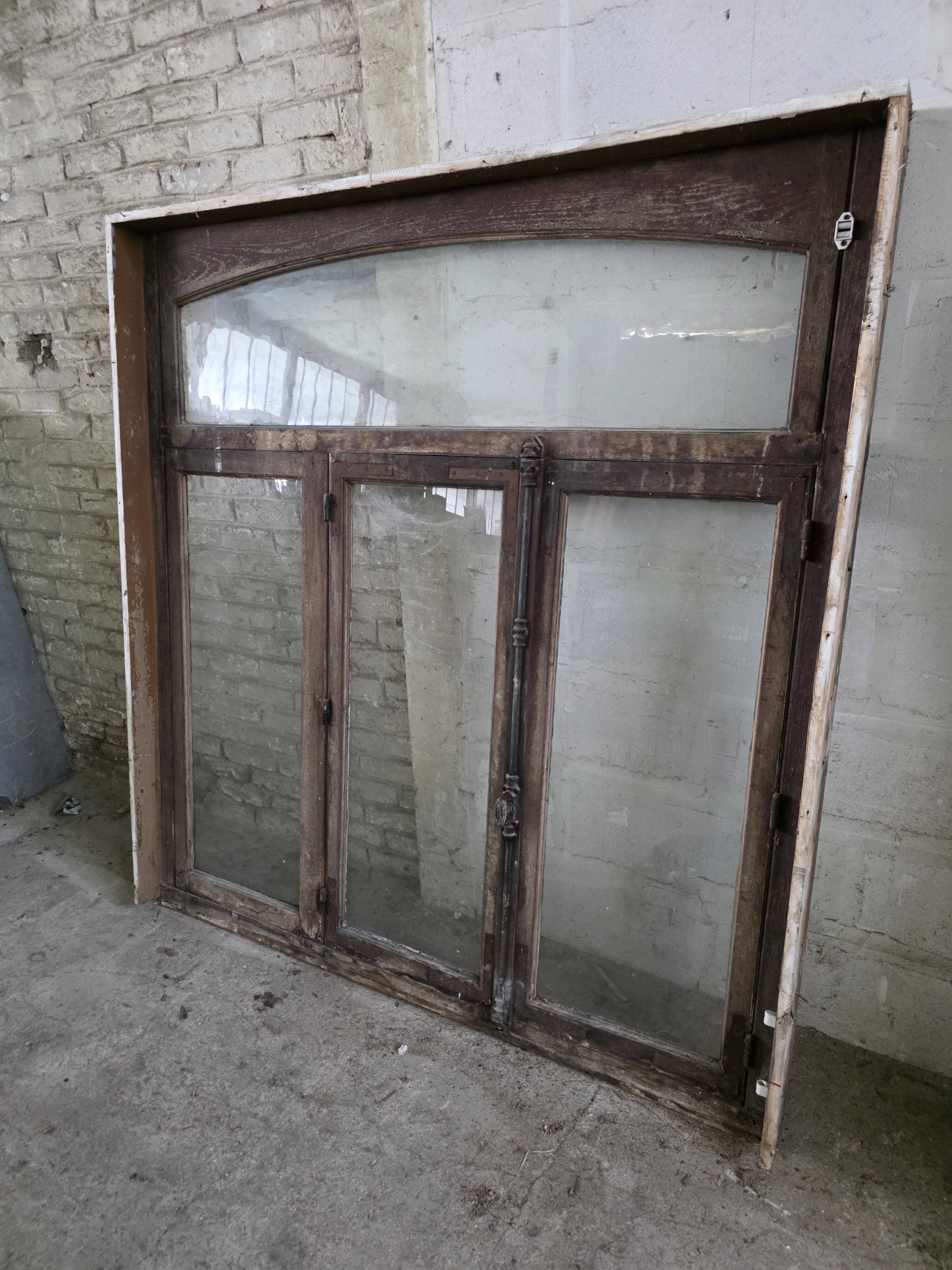 Old solid oak window from the early 20th century.