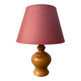 Turned wood lamp