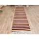 1970s Vintage Turkish Handmade Wool Cotton Red Orange Kilim Rug 93x323