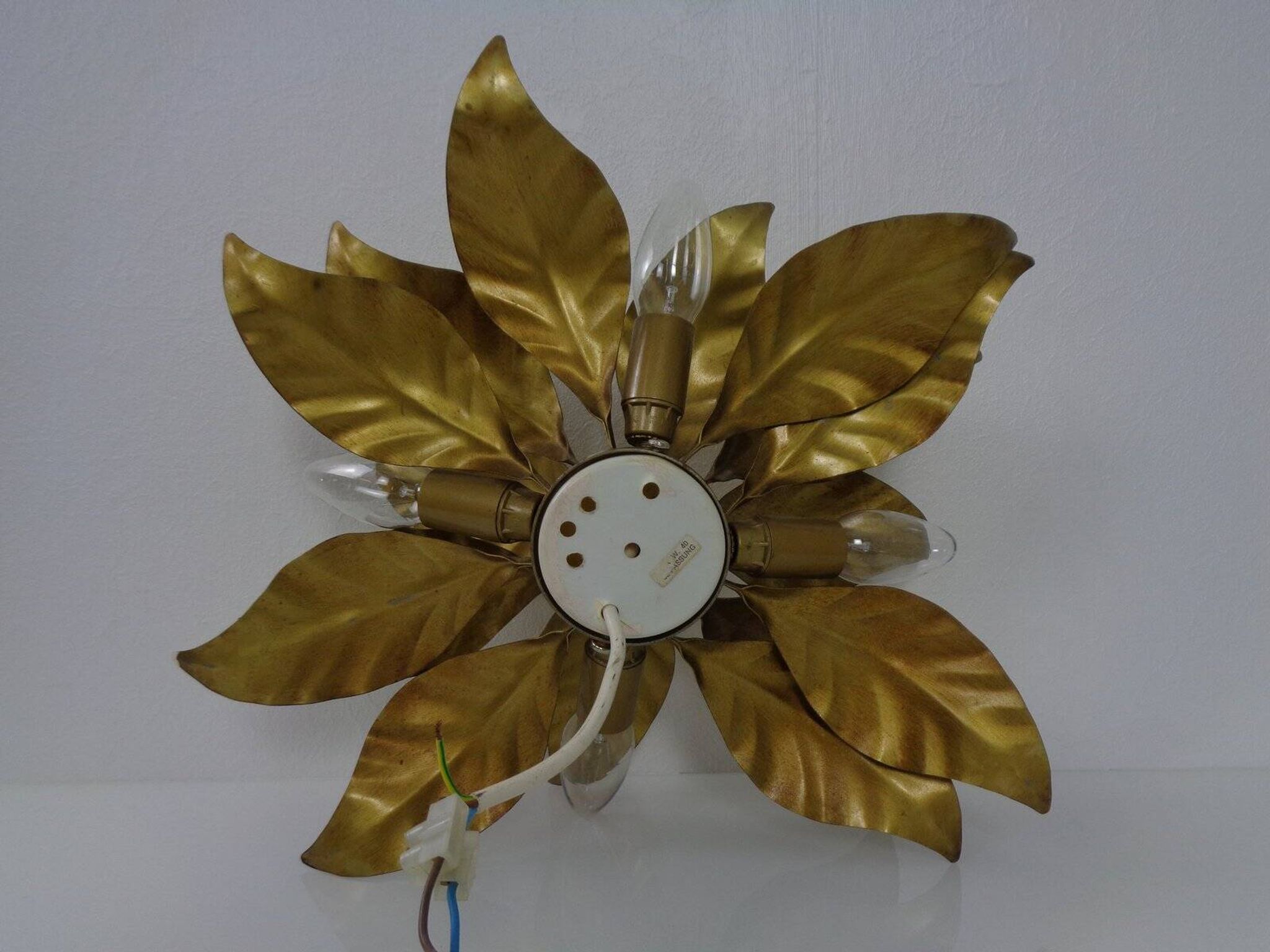 Golden Flower Shape Flushmounts by Hans Kögl, 1970s, Set of 2