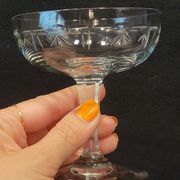 4 Antique Champagne Glasses In Engraved Crystalline
