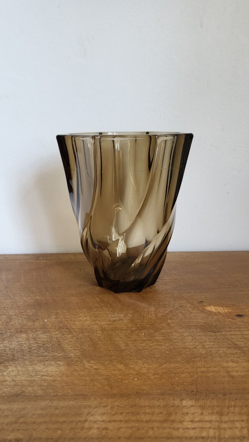 Amber glass vase
