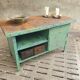 Industrial workbench steel green kitchen or bathroom furniture