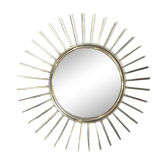 ancien Miroir Soleil Oeil De Sorcière laiton bruni