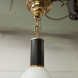 Mid century suspension, brass, zebra glass