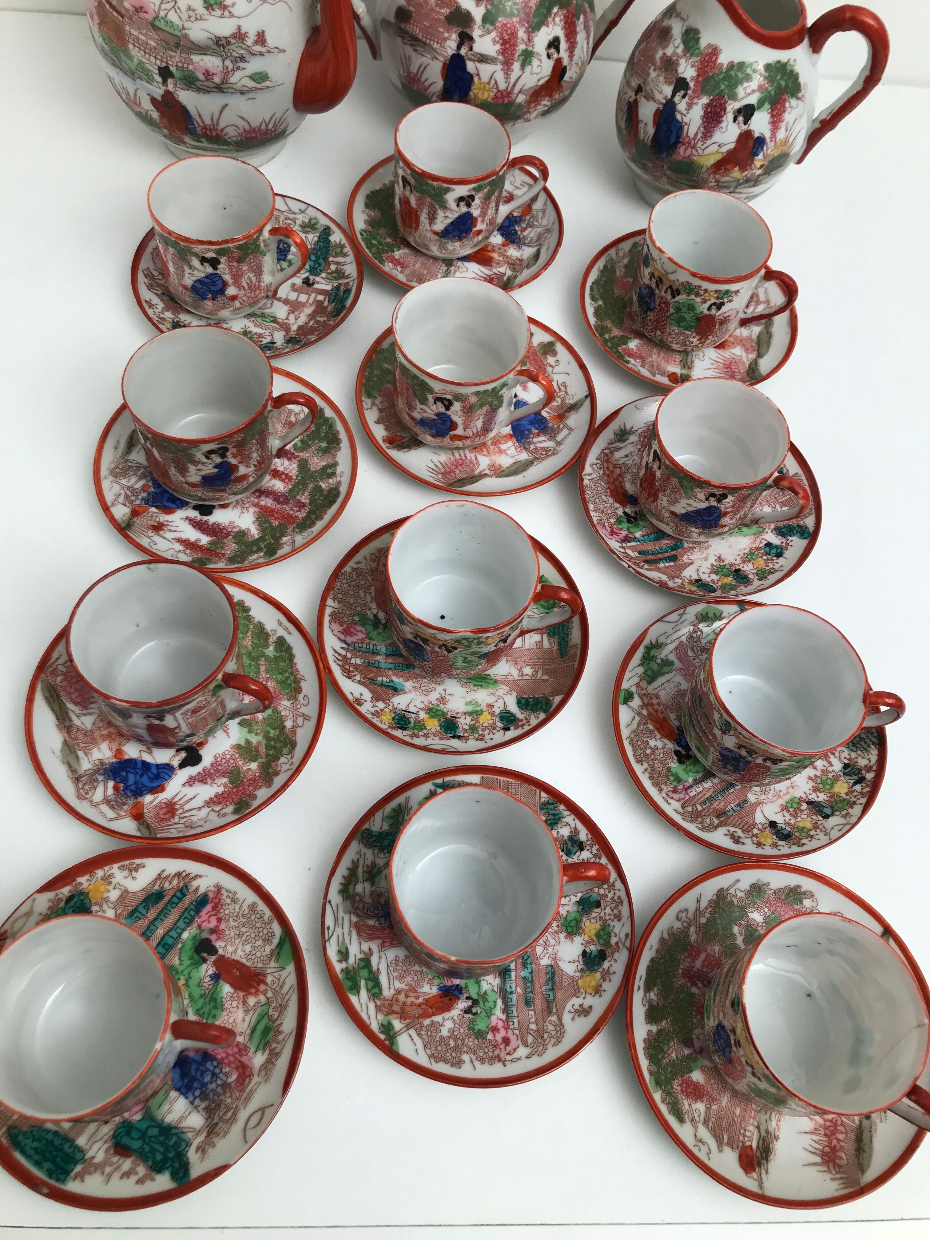 Vintage Chinese tea service lot