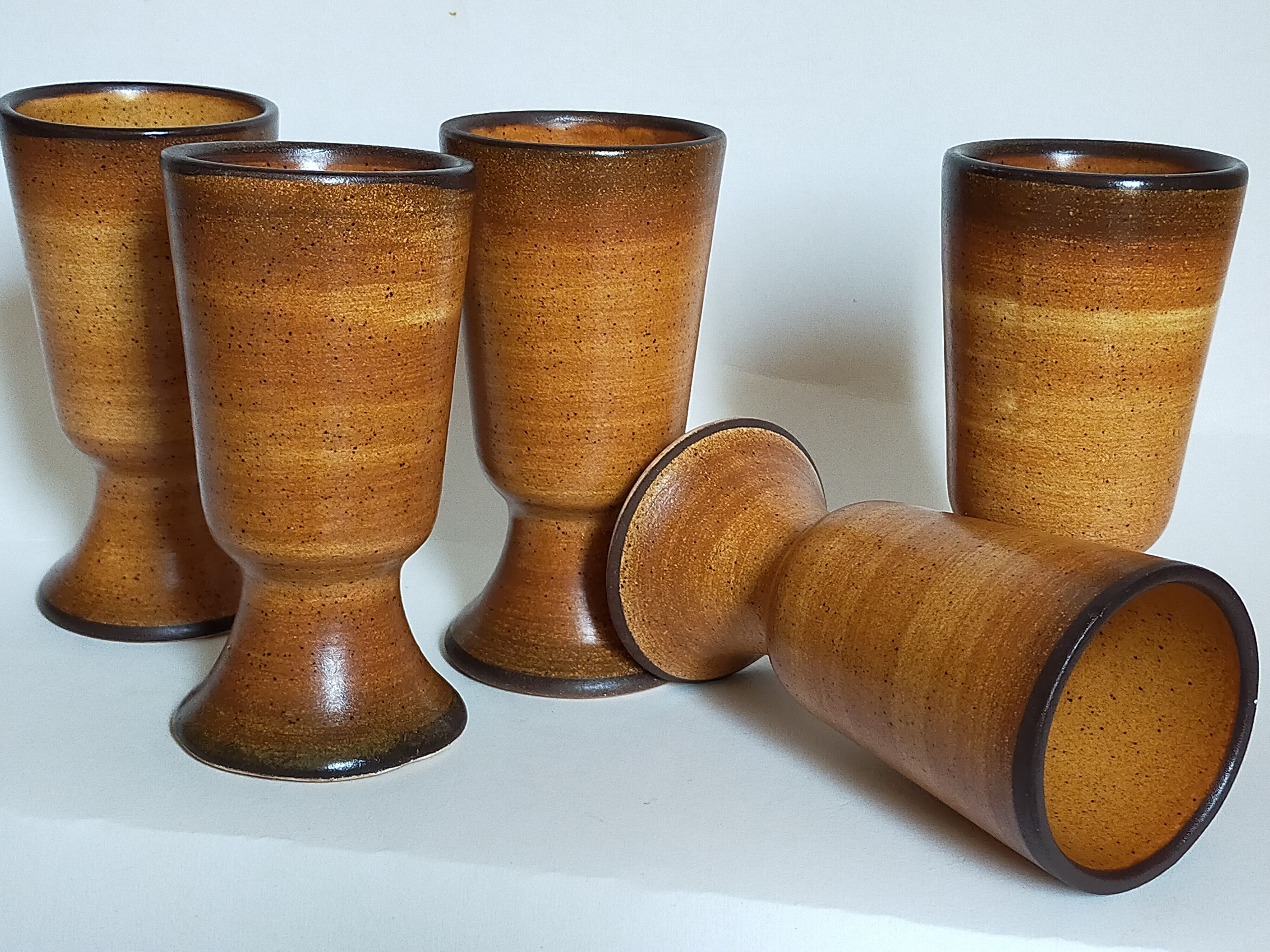 Five earthenware mazagrans from Saint-Amand vintages service"Meylan"