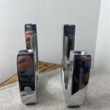 Designer candle holders in brushed aluminum