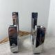 Designer candle holders in brushed aluminum