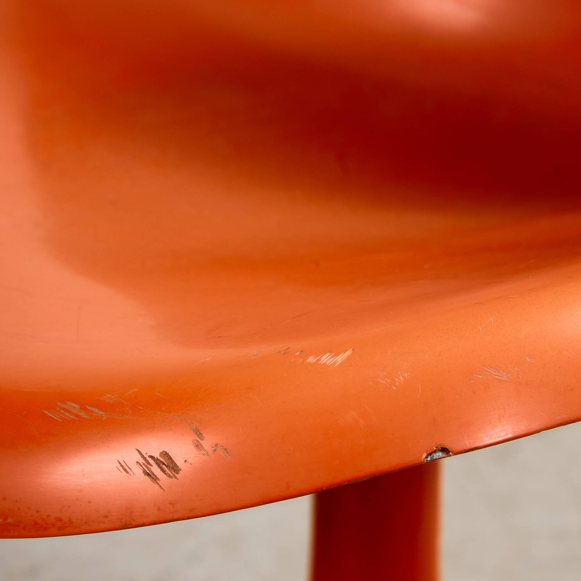 Set of Single-base Orange Molded Chairs, 1970s