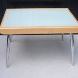 Wood and glass dining table