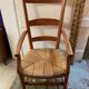 provençal armchair with dark beech armrests two-tone straw seat