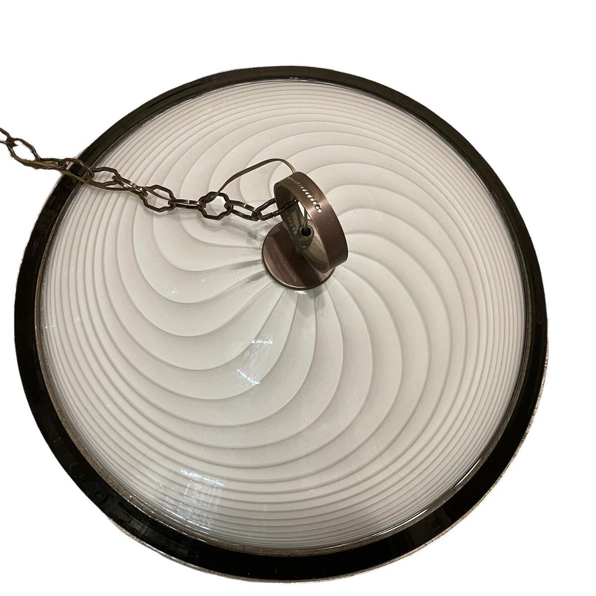 Italian Black and White Light Pendant in Murano Glass