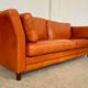 Vintage retro Danish 3 person cognac leather sofa