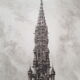 Painting lithograph engraving etching Brussels Town Hall