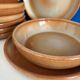 Montgolfier stoneware soup plate set with rims made in France vintage - varnished stoneware
