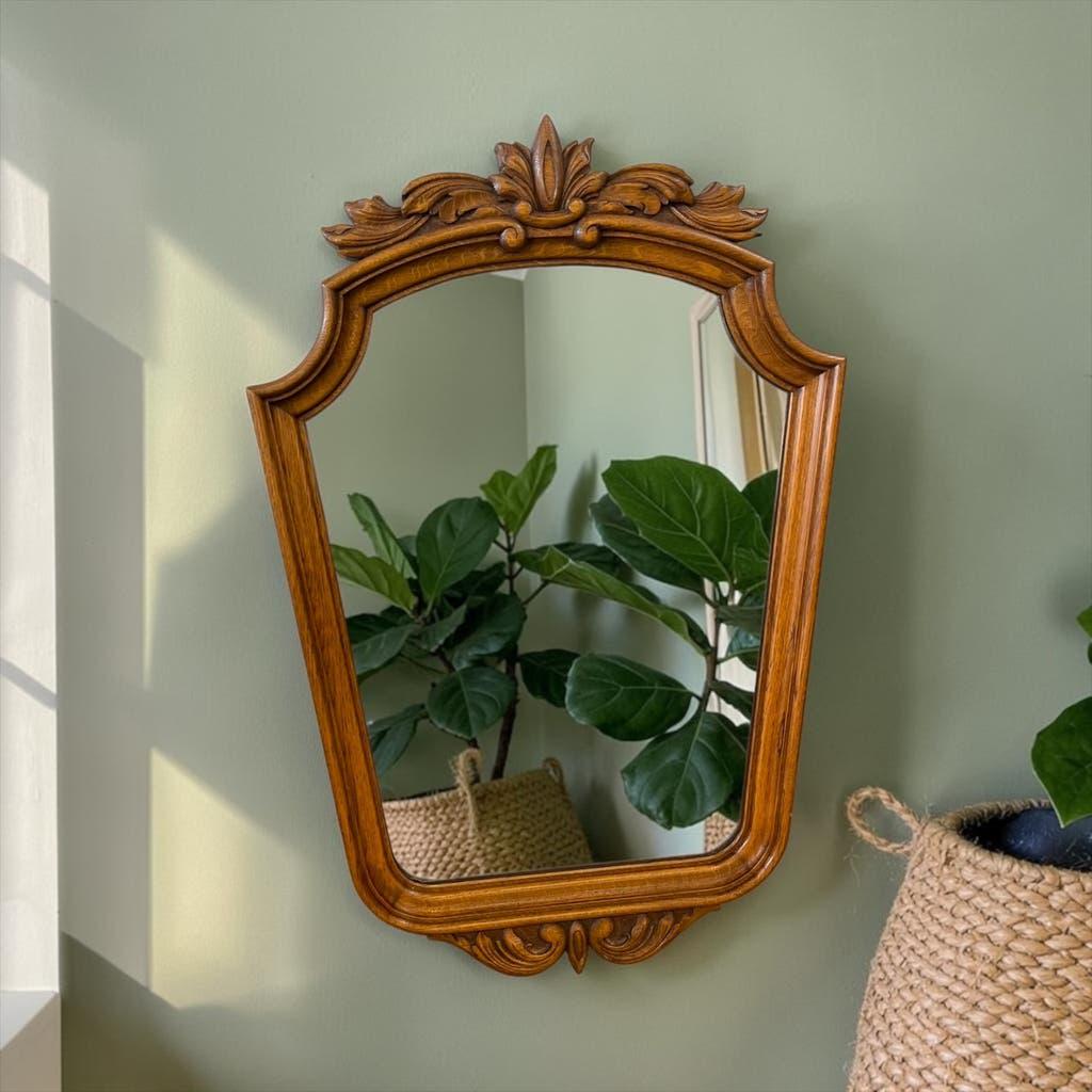 Miroir baroque vintage en bois / Miroir mural rétro en bois