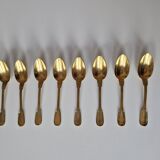 Set of 8 golden dessert spoons by Christofle, model "with fillet"