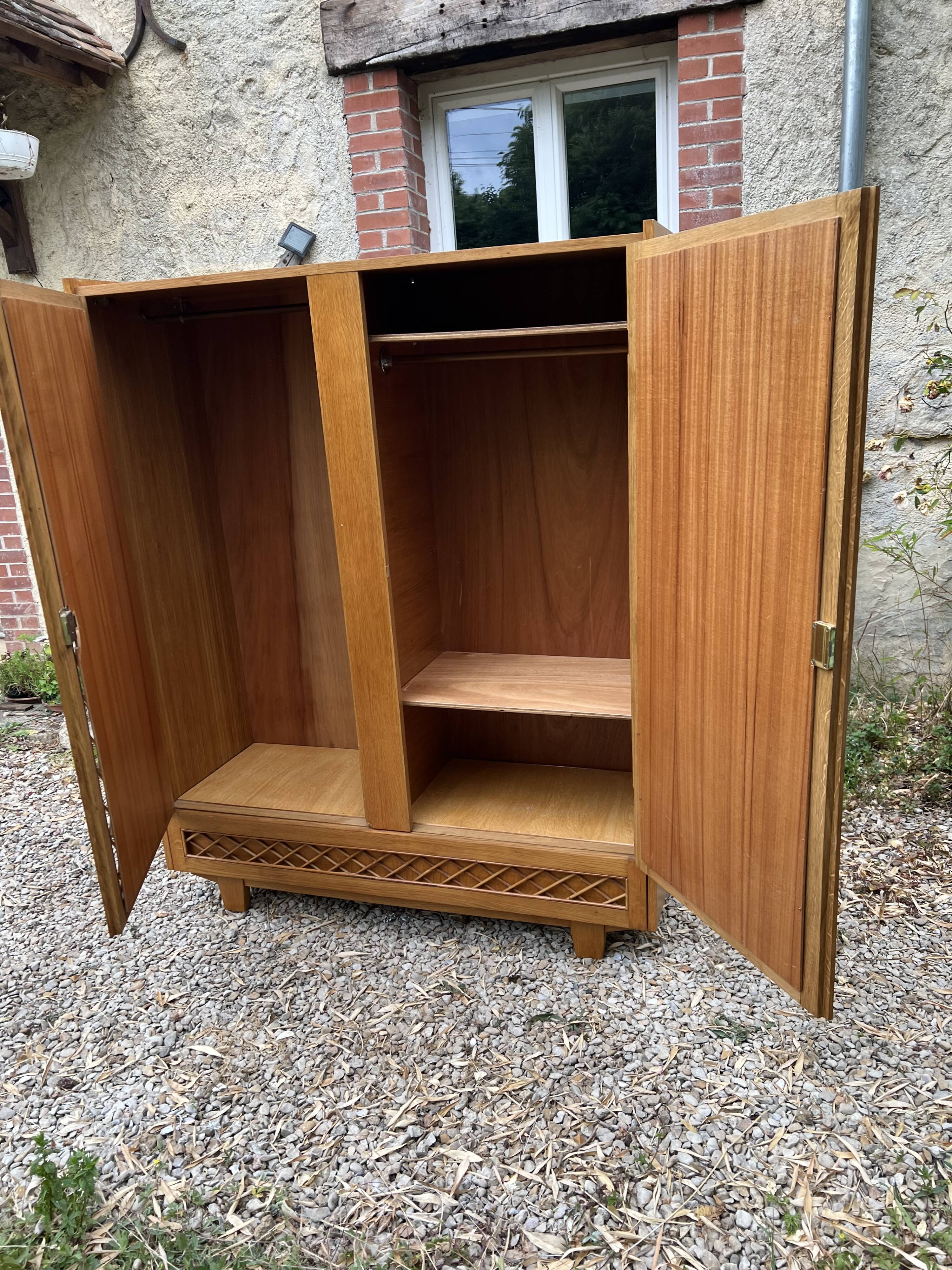 Wooden and rattan cabinet