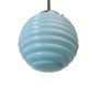 Vintage blue ribbed glass art deco hanging lamp 1950s