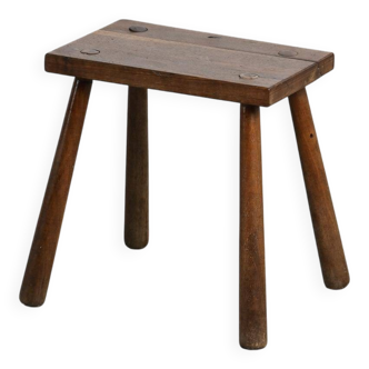 Mountain stool in solid wood, France, circa 1960