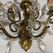 Grandes appliques murales en bronze et cristal, ensemble de 2, Italie, années 1950.