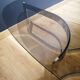 Coffee table in smoked glass and chrome by designer Paul Legeard, 70s