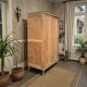 Vintage wardrobe with compass legs in raw wood, sliding doors, 1960s