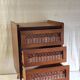 Vintage solid wood chest of drawers with rattan decor - 60s/70s