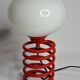 Vintage red lacquered spring lamp, 70s