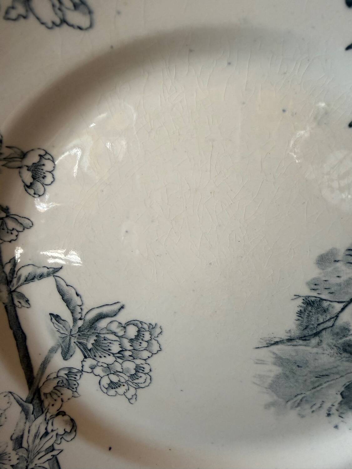 Plate on pedestal Creil and Montereau model Cherry Tree