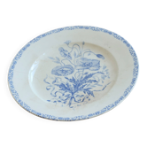 Antique compote dish, ironstone, Jules Vieillard, Bordeaux, blue poppy.