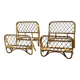 Pair of vintage single beds in rattan, 1970s.