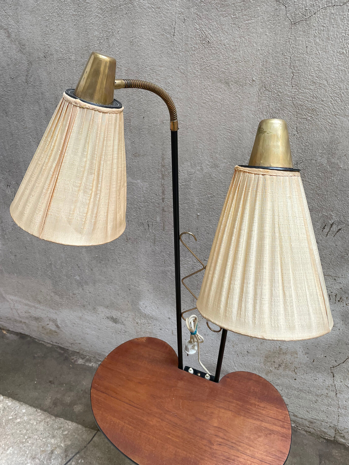 Mid century swedish floor lamp with teak table