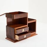 Art Deco Modernist Rosewood Brass Sewing Cabinet circa 1940