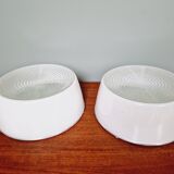 Plafonnier industriel Holophane en verre opaline blanc et transparent (7 disponibles)