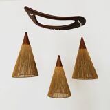 Teakwood and Sisal Cascading Lamp by Jean Rispal