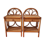 2 rattan rattan banbou bedside tables with vintage drawer