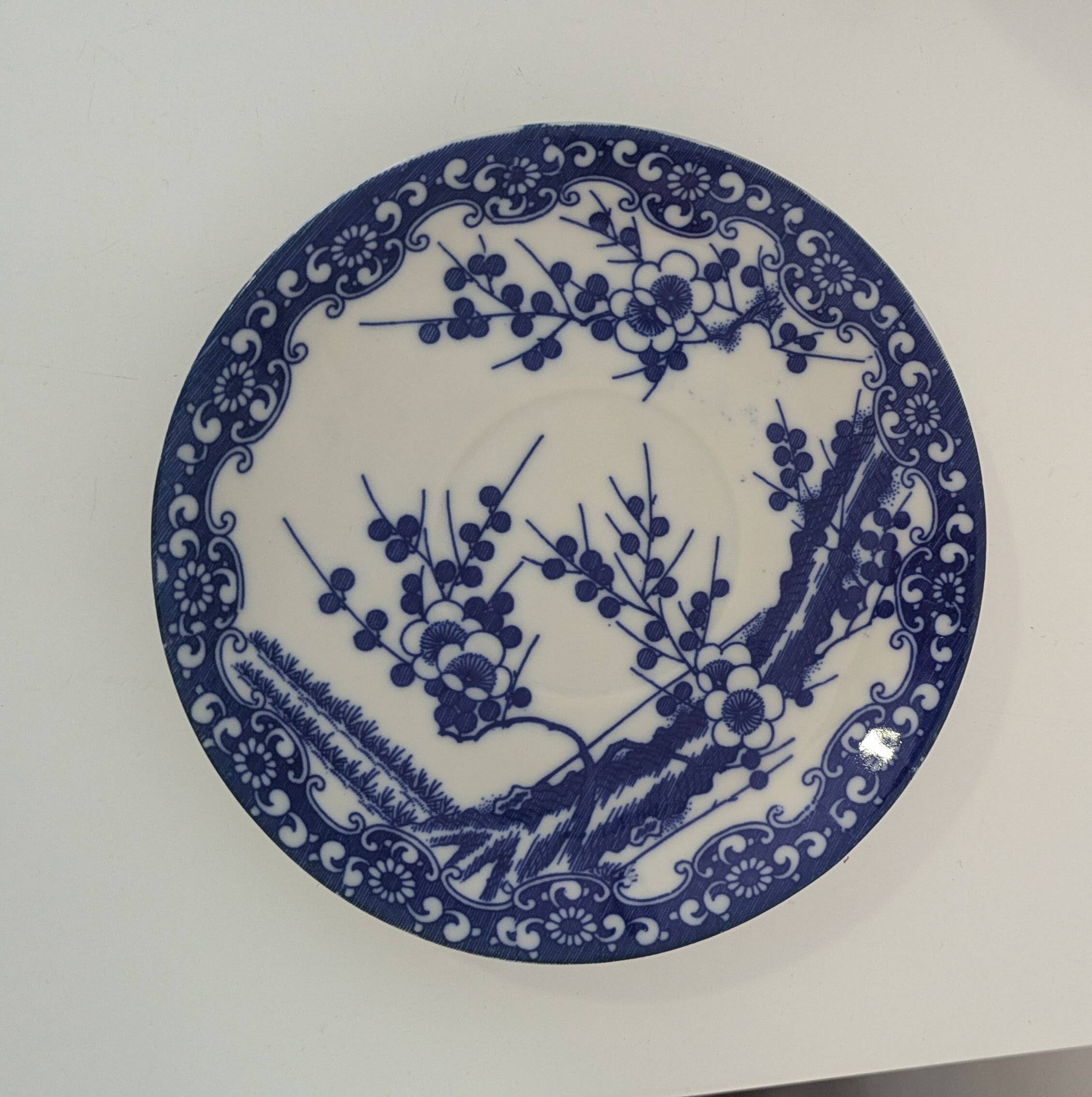 Vintage blue fine china tea set