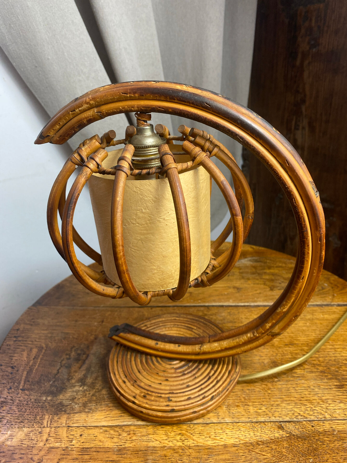 Rattan and bamboo lamp, Louis Sognot