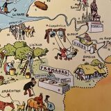 Old poster illustrated map of Normandy 1945 - JP Pinchon