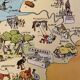 Old poster illustrated map of Normandy 1945 - JP Pinchon