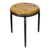 Vintage industrial stool in wood and metal